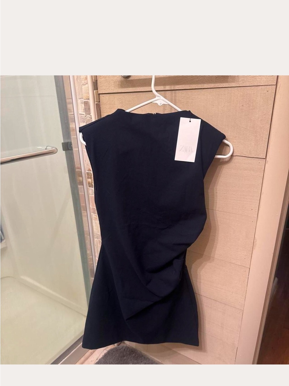 Zara Navy Sleeveless Draped Mini Dress